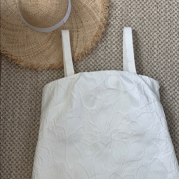 JCREW Party White Embossed Floral Dress 8 - Picture 6 of 15